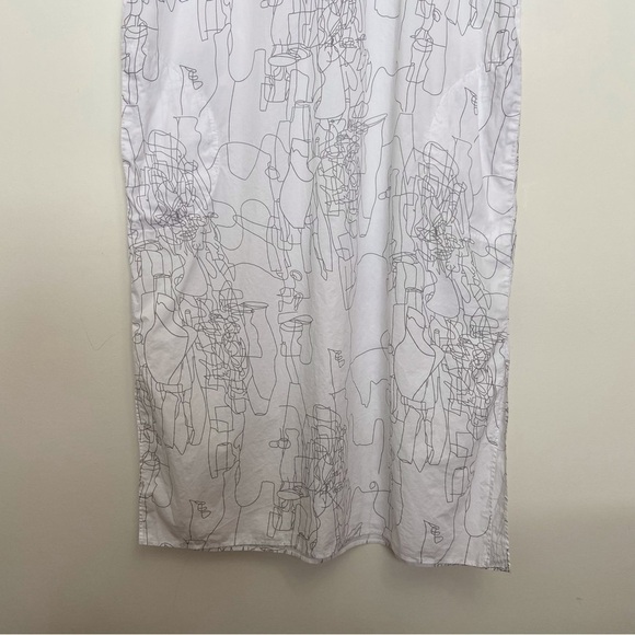 UCHUU cotton boxy dress white grey chunky lightweight sleeveless oversized tunic - Picture 8 of 16